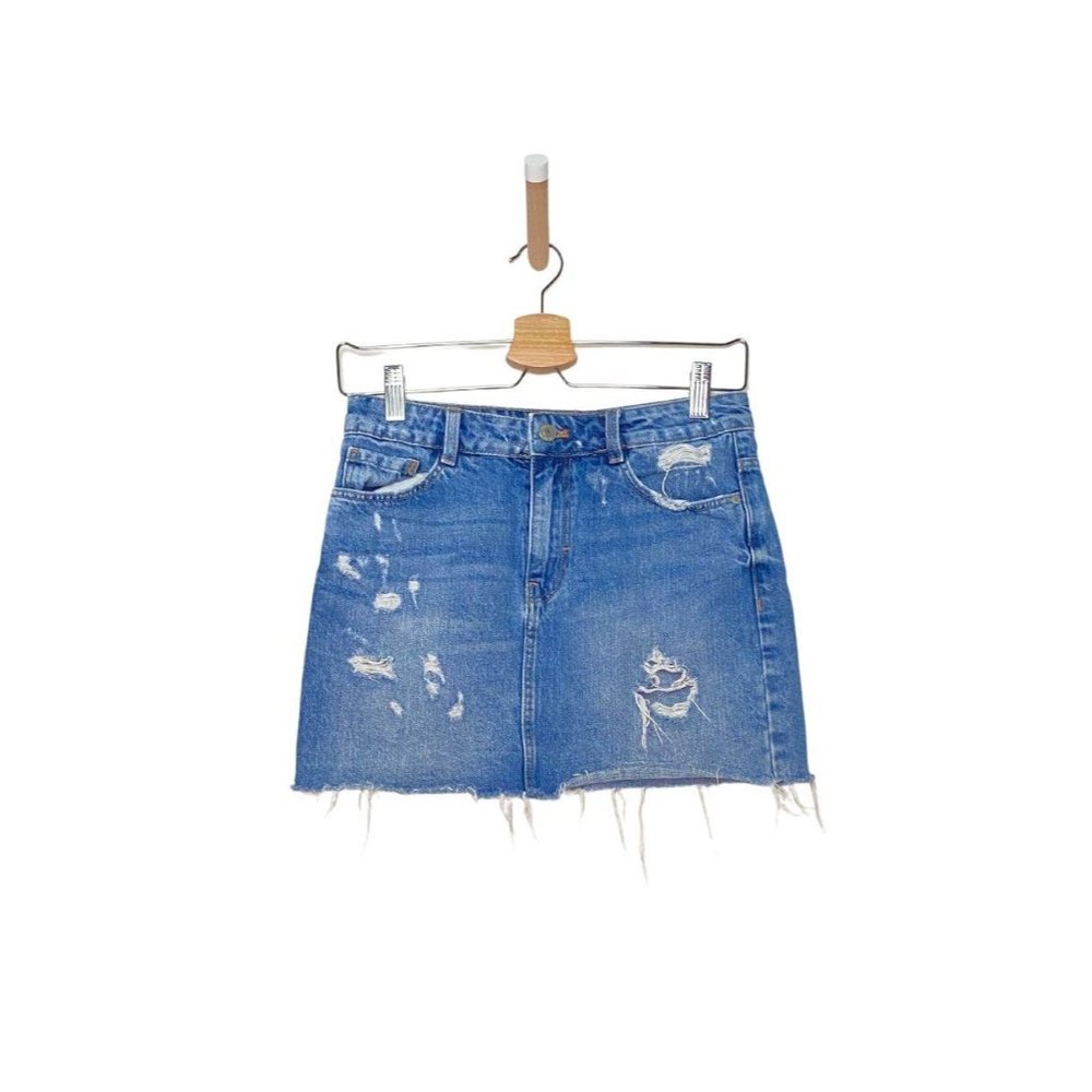 Zara Trafaluc Distress Denim Mini Skirt - Size XS
